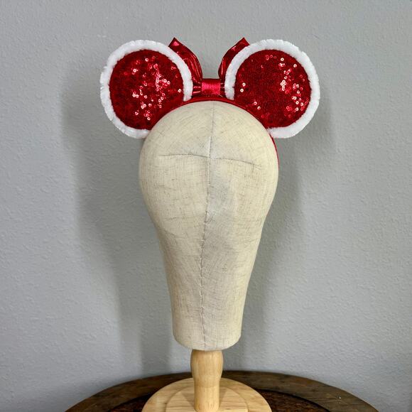 Peppermint Twist Minnie Ears | Disney-Inspired Christmas Mouse Ears Headband - Picture 4 of 5